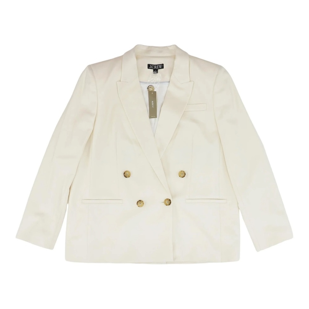 NWT J. Crew Relaxed Double-Breasted Blazer City Twill in Soft Ivory - Picture 8 of 13